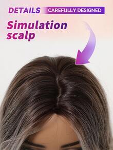 Ash Grey Ombre Body Wave Wig For Women, 22 Inch Machine Made Synthetic Wig With Bangs Heat Resistant - Grey - View 6