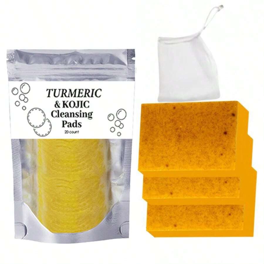 4pc Turmeric Wash And Care, Turmeric Tablets, TurmericCleansing Mousse, Turmeric SoapFacial Cleansing Skincare FacialCleansing Cleanser - 黃色 - 查看 1