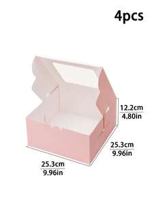 2pcs/4pcs Window White Cardboard Baking Simple 10-Inch Cheese Cake Box, Pizza Box, Open Window Cheesecake, Basque Cheesecake, Cream Puff, Dessert Packaging Box - View 12