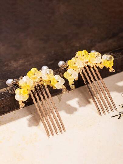 1 par de pinzas para el cabello con flor de Osmanthus vintage y borla de perlas, regalo de joyería para mujeres