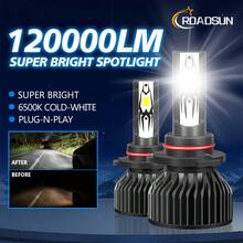 2pcs LED Car Headlights 9005 9006 H11 H7 H4 H1 High/Low Beam Combo, 120,000 Lumens, 800% Brightness Increase, 6500K White Light, CANBUS, Quiet Fan, High Brightness COB CSP Chip, Plug And Play - A - View 14