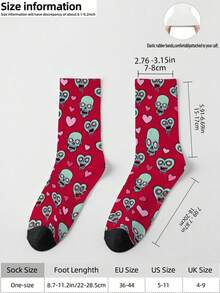 1 Pair 360 Men's Socks – Fun All-Over Print Featuring Love Skull,Soft, Comfortable, And Highly Elastic, These Fashionable Casual Streetwear Hip-Hop 360 Socks Are Perfect As Compression Gear, Valentine's Day Socks, Or Loose Maternity Socks. - Multicolor - View 6