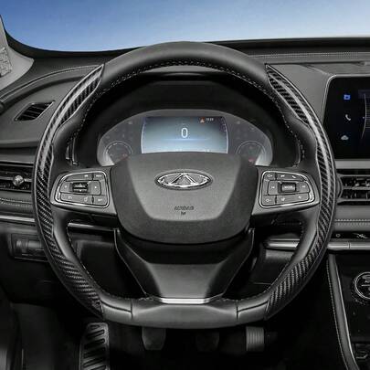 Hocasen For CHERY Segmented Carbon Fiber Steering Wheel Cover Sporty Style Non-Slip Comfortable Grip 2 Pieces/3 Pieces Set Options Quick-Install Design All-Season Compatibility For Tiggo 7 Pro Max/Tiggo 2 Pro/Tiggo 4 Pro/Tiggo 8 Pro Max/Arrizo 6 Pro/Arrizo 5/Arrizo 8/Tiggo 9/EQ7/C5/E5/Himla KP11 Black Blue Silver Red White