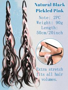 Synthetic Messy Braid, Pink Blue Grey Wig Braid, Boxer Braid Wig Women Ponytail New Chinese Fried Dough Twists Long Braid - Multicolor - View 14