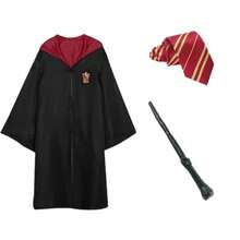 1pc Warner Bros. -Style Or House Robe: Black Long Robe With Red Collar, Embroidered Dragon Head Emblem, Realistic School Uniform Design, Combining Fashionable And Magical Campus Vibe, Suitable For Cosplay, Collection, And Themed Parties, Comfortable And Well-Fitted. - Multicolor - View 45