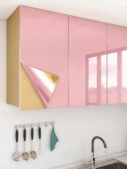 لفة واحدة من ورق الحائط الفينيل بعرض 80سم/60سم/55سم/40سم، بتصميم رخام أملس لامع باللون الوردي، مقاوم للماء والزيت، ملصق حائط لمطبخ وخزانة وطاولة وحمام، ملصق لاصق ذاتي للأثاث والديكور