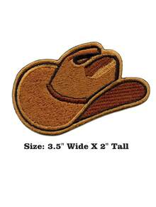 1 pieza Parche de sombrero de vaquero marrón estilo western, rodeo, país, bordado para planchar - Multicolor - Ver 2