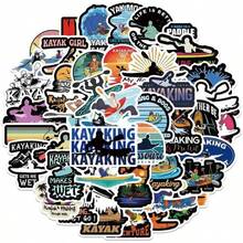 Kayak Kayaking Stickers 50 Pcs Canoe Kayaker Waterproof Vinyl Decals Bottles Laptop Refrigerator Luggage Computer Mobile Phone Skateboard Bike Dcor - Multicolor - View 3
