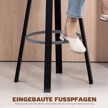 Set Of 2 Bar Stools, Faux Leather Upholstery, Padded Seat, Footrest, Backrest, Metal Frame, Black - Black - View 7