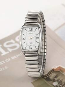 XAPWV Casual Elastic Couple Watches, Quartz Barrel-Shaped Roman Numeral Minimalist Fashion Wristwatches For Men And Women - Multicolor - View 15