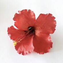 1PC New Hawaiian Artificial Hibiscus Flower Alligator Clip, Side Hair Clip For Bridal Wedding, Hawaiian Beach & Tropical Party Decorative Hair Clip - 紅色 - 查看 3