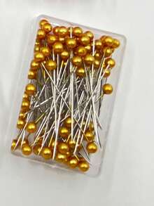 100pcs Pearl Straight Pins In Box, Suitable For Sewing, DIY Crafts, Positioning And Fixing Pins, Fashion Accessory Design, Multi-Color Options: Red, Yellow, Green, Sky Blue, Black, Pink, Fuchsia, White, Colorful - Colored Boxed Pearlescent Needles - View 12