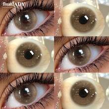 Freshlady 1 Pair 14.2mm, Yearly Disposable, Soft Lens, 40% Water Suit For Hoilday Makeup And Daily Use - Brown - View 4