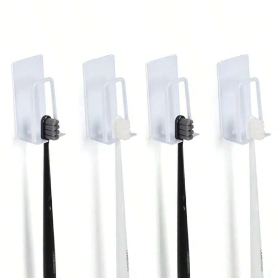 4 Pcs Adhesive Toothbrush Holders 304 Stainless Steel Toothbrush Holders Wall Mounted Electric Toothbrush Holder For Bathrooms Accessories 4 White - White - 查看 1