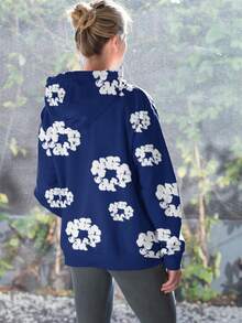 Floral Sweatshirt - 藏蓝色 - 查看 4