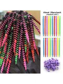 10/20pcs Curling Iron, Spiral Hair Curler, DIY Hairstyling Tool, No-Heat Spiral Hair Curler, Spiral Curling Styling Curler Accessories, DIY Hairstyling Tool - Multicolor - View 7