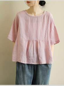 Women Tops - 土黃色 - 查看 6