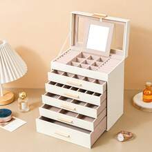 BOOVO Women's Jewelry Box 5-6-Layer Large Capacity Jewelry Storage Box - Transparent Lid For Displaying Jewelry 5-6 Drawers For Sorting -Suitable Storage Box For Rings, Necklaces, And Bracelets - Soft Velvet Lining - Artificial Leather Storage Box - Multicolor - View 17