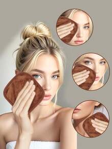 可重复使用的带包边设计的卸妆棉，柔软可水洗卸妆巾 - 彩色 - 查看 1