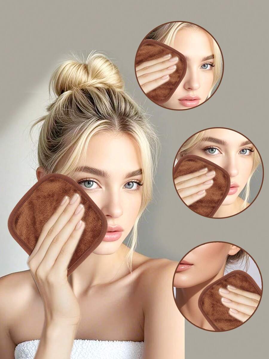 可重复使用的带包边设计的卸妆棉，柔软可水洗卸妆巾 - 彩色 - 查看 1