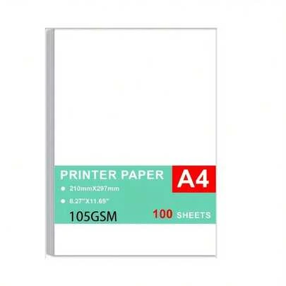 Printer Paper - 100 Sheets, A4 Premium Bright White Paper, Bright White Paper – Great For Copy, Printing, Writing, 8.27" X 11.69" (210 X 297 Mm)