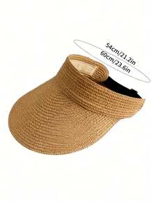 Sombrero de paja de estilo bohemio de unicolor para vacaciones - A - Ver 2