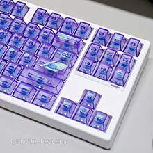 PBT Crystal Transparent Jelly Keycaps, Cherry Profile Shine Through Keycaps For Mechanical Keyboard, 6.25U Spacebar Compatible With MX Switches, Cute Pink Blue Purple Custom Keyboard Keycaps - View 13