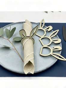 Cute Wooden Napkin Rings | Easter Bunny Design, Ideal For Easter And Rabbit Themed Parties | Wooden Material, No Assembly Required - Multicolor - View 5