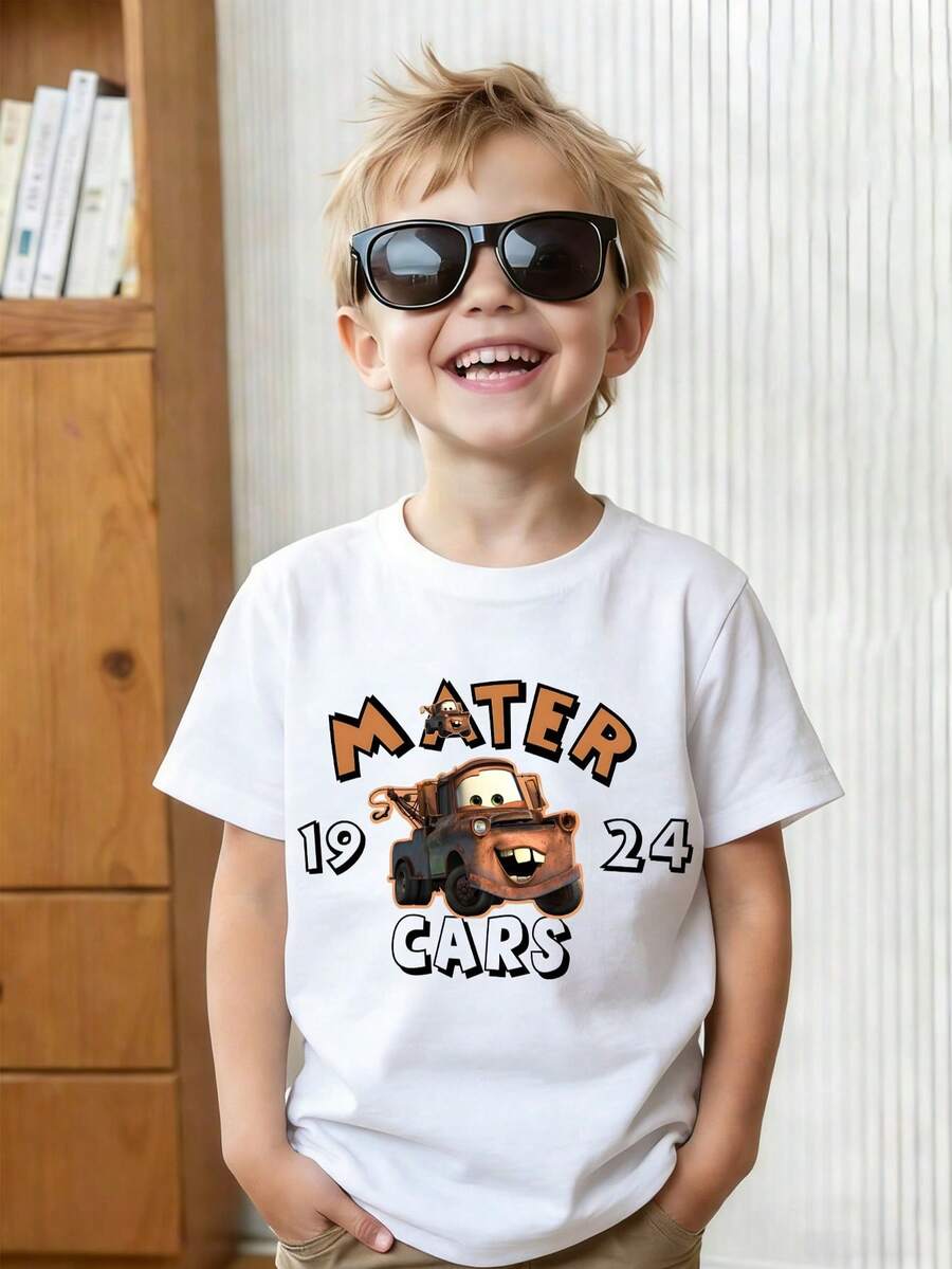 This Disney Cars-Themed T-Shirt Features A Design Of Mater The Tow Truck And Is Perfect For Boys And Girls To Wear During Holiday Parties, Family Gatherings, Outdoor Activities, Travel, And Visits To Disneyland. It Also Makes A Great Gift For Children. - 白色 - 查看 1