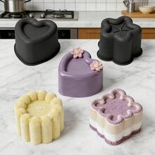 Molde de silicona para tartas Mousse en forma de flor, corazón y estrella para hornear, hacer pudín, chocolate y postres para bodas y fiestas - Ver 2