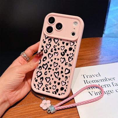 新款创意山茶花粉色手链手机壳，兼容苹果17 Pro Max/16/15/14/13/11/14 Pro Max、XR、15、15 Pro、15 Pro Max、16、16 Pro、16 Pro Max