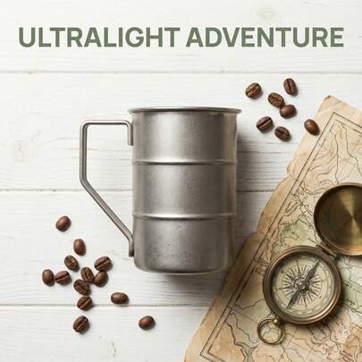 1pc Vintage Distressed Stainless Steel Handled Mug, Wooden Barrel Mug, Bamboo Node Mug, Oil Drum Mug, 350ml/500ml Portable Outdoor Camping Cup, Industrial Anti-Drop Coffee Cup With Handle, Picnic Cup