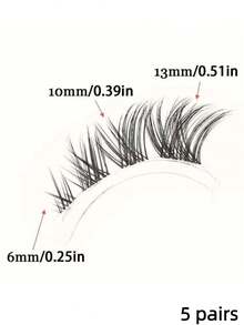 5 Pairs Fox Fur Eyelash Extension Set - Natural, Cat Eye, Fluffy Style, D Curl, 0.05mm Thickness, 6-13mm Length, Reusable, Transparent Base DIY False Eyelashes For Beginners - View 5