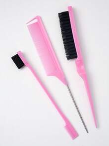 17pcs Hair Styling Tool Set, Includes High Pressure Spray Bottle, Sleep Cap, Curling Brush Set, 9-Tooth Comb, Wide-Tooth Comb, Double-Sided Comb, Styling Comb, Pointed Tail Comb, Rat-Tail Comb, Edge Brush, Massage Brush - Pink - View 4