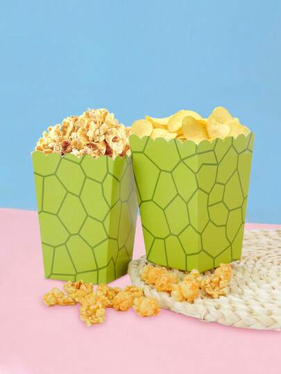 10pcs/30pcs/50pcs Green Cartoon Turtle Popcorn Boxes Turtle Family Birthday Decorations Snack Treat Boxes For Super Turtle Theme Birthday Party Supplies
