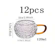 6pcs/4pcs/2pcs 120ml Hammered Texture Mini Tea Cups, Suitable For Home, Office, Tea Room, KTV And Other Occasions - Transparent - View 11