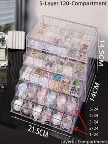 3/5 Tier Jewelry Storage Box, Transparent Dust-Proof Desktop Organizer For Necklaces, Earrings, Rings And Small Accessories - Multicolor - View 9