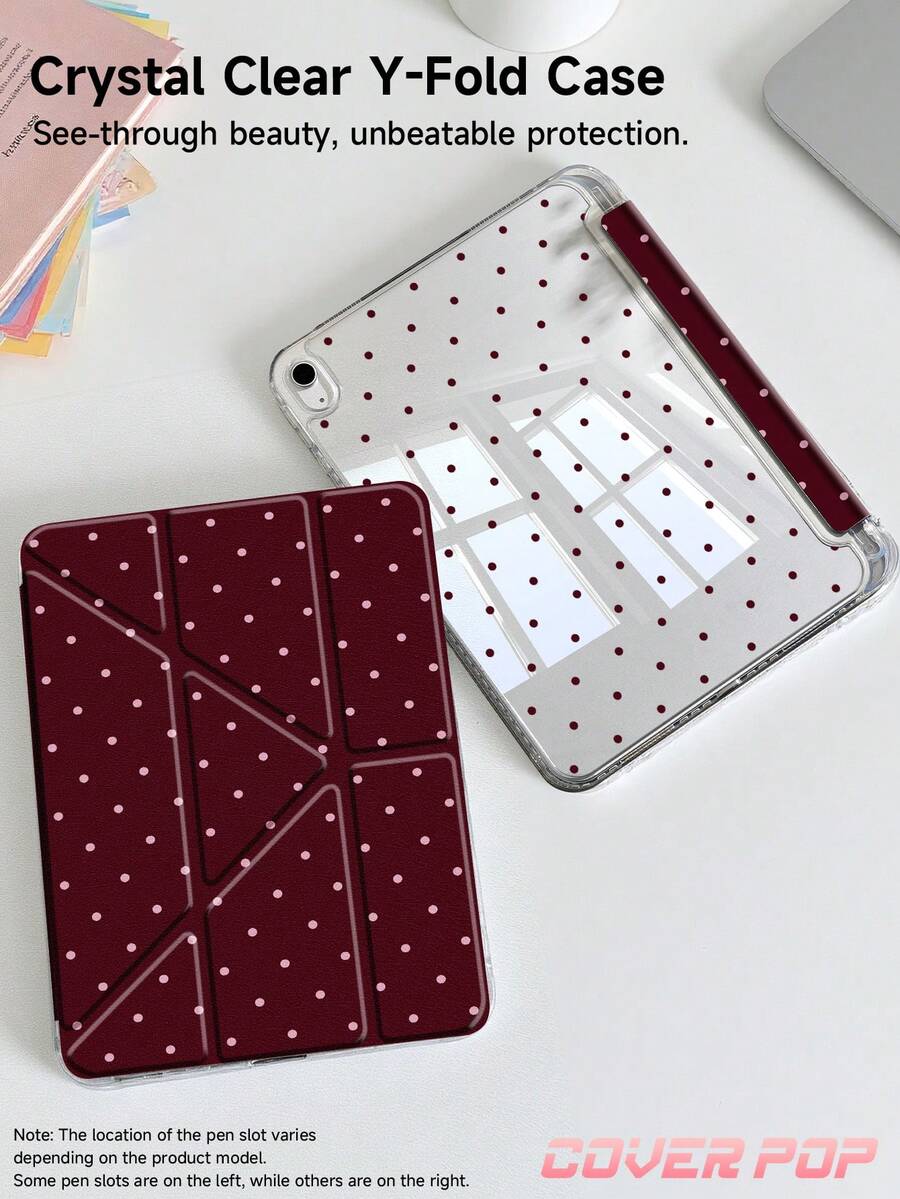 Polka Dot Pattern Minimalist 9.7/10.2/10.5/10.9/12.9 Inch/Pro 11 Inch Tablet Protective Case, Suitable For 10th Gen , Galaxy Tab S6 Lite 10.4 Inch, Kindle Paperwhite 12th Gen 2024, Kindle (11th Gen-2024), Soft Shock-Proof, Smart Sleep/Wake, Y-Fold Stand Multi-Angle Viewing
