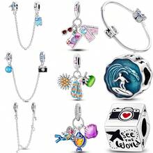 1 件时尚贝壳闪亮珠子吊坠，镀银，适合手链项链 DIY 节日礼物 - 彩色 - 查看 1