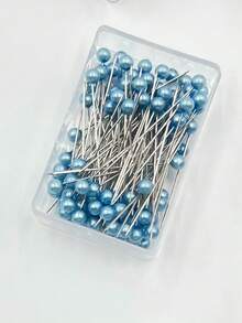 100pcs Pearl Straight Pins In Box, Suitable For Sewing, DIY Crafts, Positioning And Fixing Pins, Fashion Accessory Design, Multi-Color Options: Red, Yellow, Green, Sky Blue, Black, Pink, Fuchsia, White, Colorful - Colored Boxed Pearlescent Needles - View 6