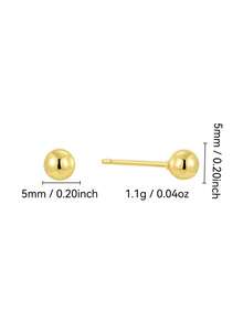 Charm-In 5.6.8.10mm 金色鍍圓球耳釘，簡約拋光球形女款日常佩戴飾品 - 金色 - 查看 11