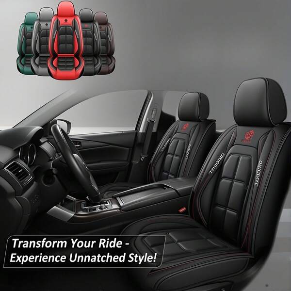 1 Piece Of Front Abdominal Muscle Type PU Car Seat Cover - Universal Size, Perforated And Breathable Design, Easy To Install, Front Seat Protection, No Filling Material - Suitable For Most Models