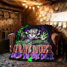 1PC 3D Monster Jam Monster Truck Cartoon Blanket, Edgy Gift For Motorsports Fans, Themed Man Cave Decor, Retro Sci-Fi Party Accent & Race Day Souvenir,Soft Throw Blanket For Home Bedroom Bed Sofa Picnic Travel Office Cover Blanket, Multiple Sizes 50x60 To 60x80 Inches - Nhiều màu 3 - Xem 2
