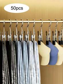 Space-Saving Clothes Clips Simple Stainless Steel Clothespin Hangers With Hook Back To School Must Haves Laundry Pegs With Hooks (Coat) Hanger Interior Portable Hanging Clothes Clip Wardrobe Storage Racks Clothes Hangers Mother's Day - Multicolor - View 13