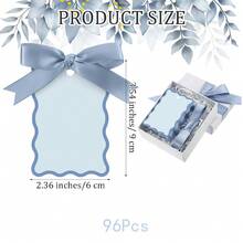 Scallop Shaped Place Cards, DIY Wedding Table Cards With Ribbons, Includes Place Cards And Ribbons, Suitable For Weddings, Parties, Celebrations (Gray-Blue) - Baby Blue - View 8