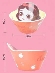 1pc 350ml Disney 3D Cartoon Shaped Bowl, Melamine Soup Bowl, Heat-Resistant Tableware, Cute Creative Household Bowl, Anti-Drop Small Bowl, Mermaid Cartoon Design - Multicolor - View 3