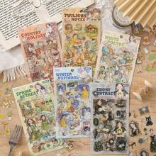 1 Pack 4pcs Vintage Character Stickers, Transparent Waterproof Phone Stickers, DIY Phone Stickers, Retro Decorative Stickers - Multicolor - View 1