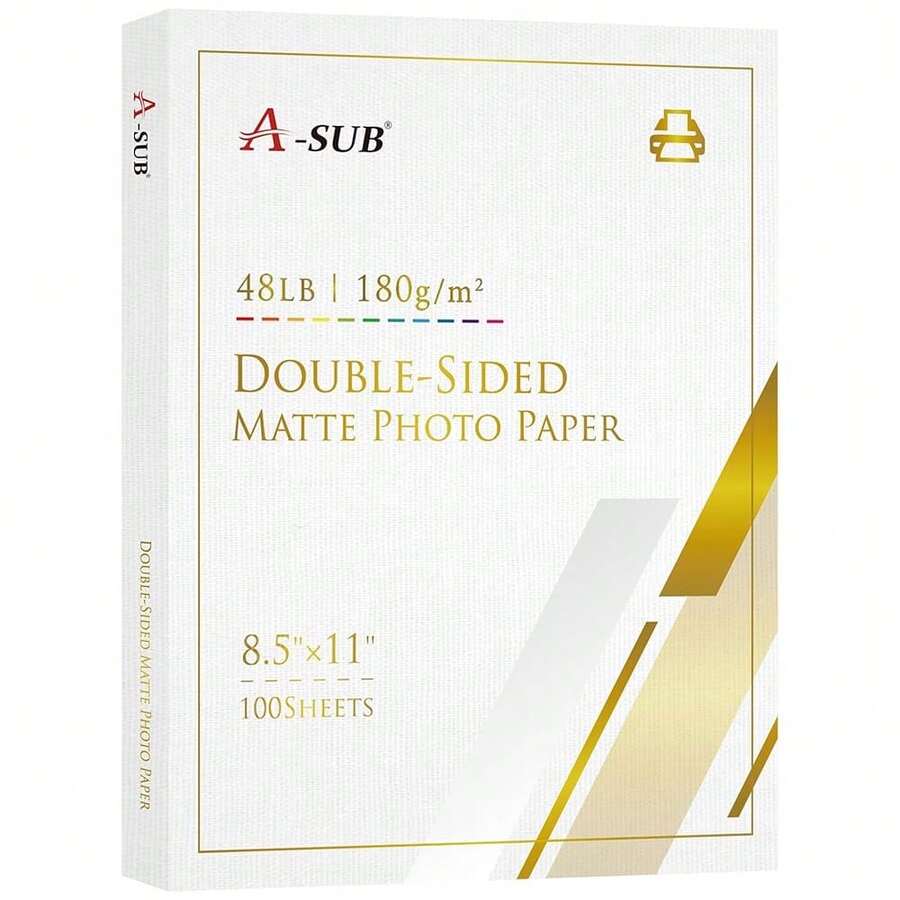Double Sided Matte Photo Paper 100 Sheets 8.5X11 Inches 48lb 180gsm Presentation Paper For Inkjet Printers For Reports Charts Printing - White - View 1