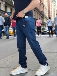 Men's Slim Fit Denim Jeans With Elastane And Lycra - 法國蔚藍 - 查看 1