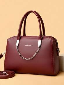 Large Capacity Women PU Leather Handbags Tote Bags Fashion Ladies Zipper Shoulder Messenger Sac Casual Female Big Crossbody Bag - Red - View 3